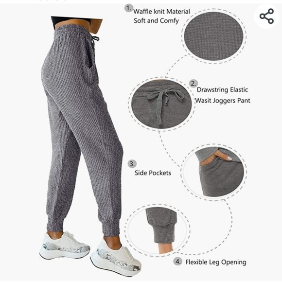 LYHNMW Drawstring Waffle Knit Sweatpants - Picture 9 of 10